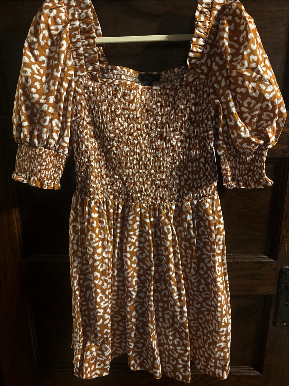 1 STATE Leopard Print Puff-Sleeve Mini Dress, NWT